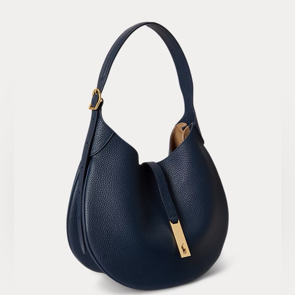 Polo ID Leather Medium Shoulder Bag Marine Navy